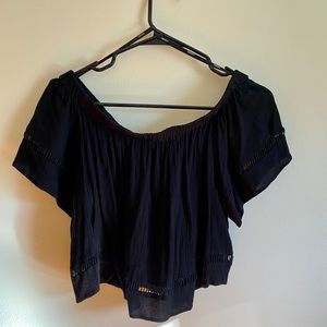 Black over the shoulder crop top